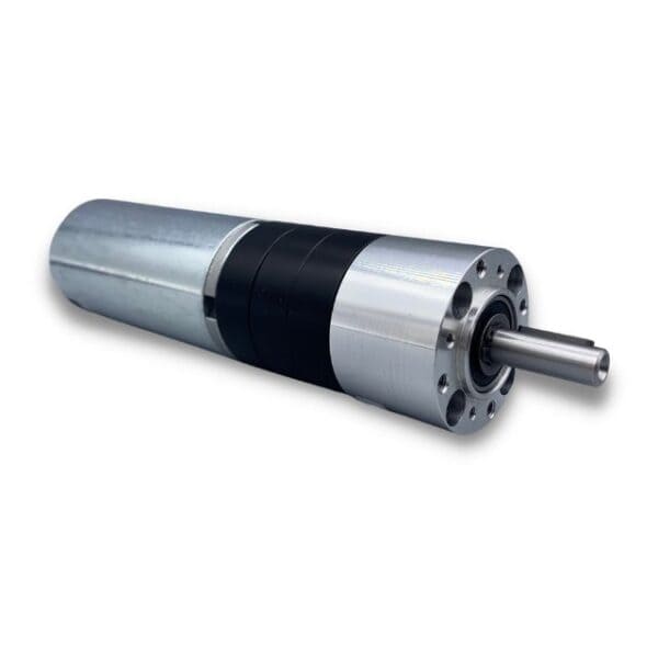 Industrial electric motor spindle on white background.