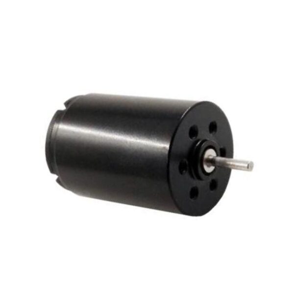Small black electric DC motor isolated on white.