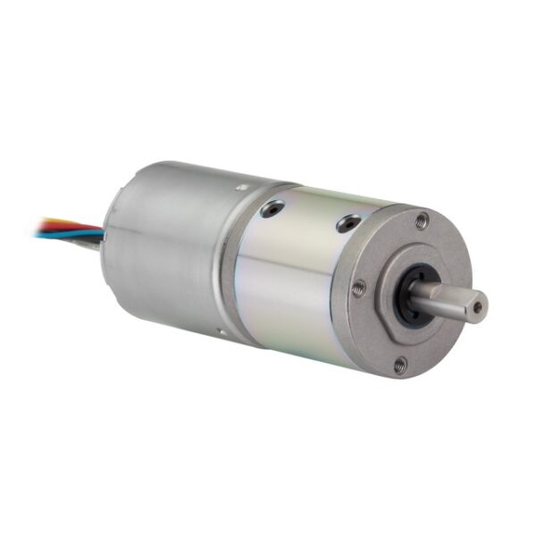 DC electric motor with wires isolated on white.