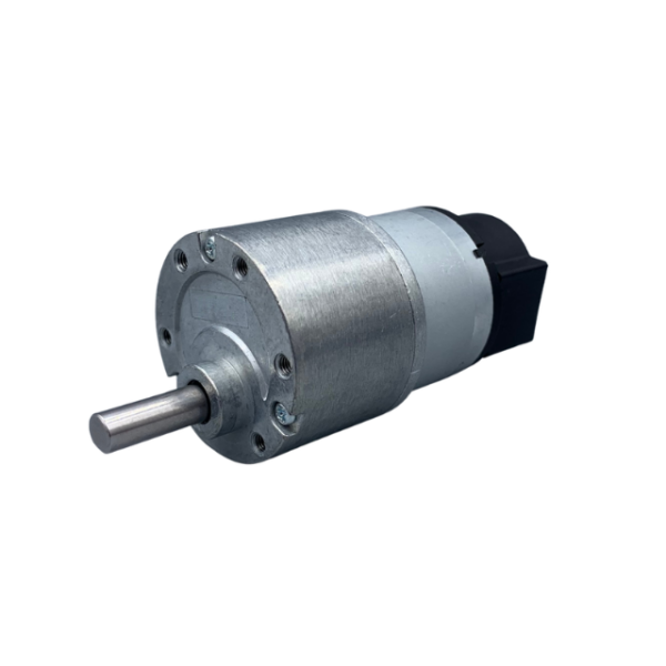 Industrial electric DC motor on white background.