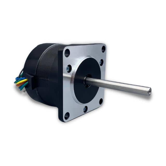 Isolated bldc motor with wires on white background.