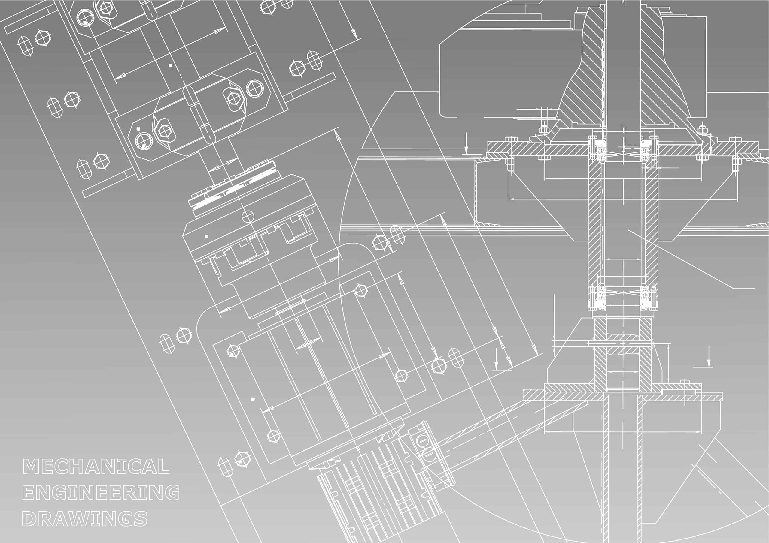 Detailed mechanical engineering CAD blueprint.