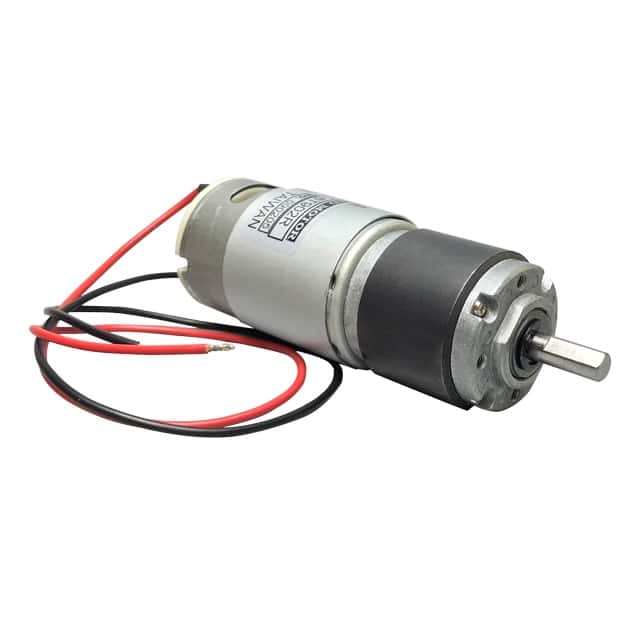 DC electric motor with lead wires isolated on white.