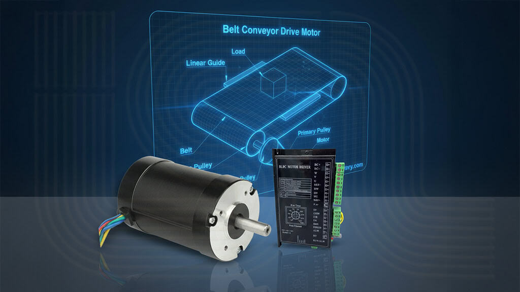 Belt conveyor drive motor with control circuit