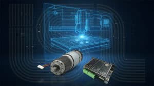 Illustration of motor and controller for CNC machine.